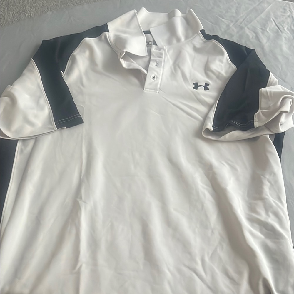 Under Armour White and Black Performance Polo Shirt